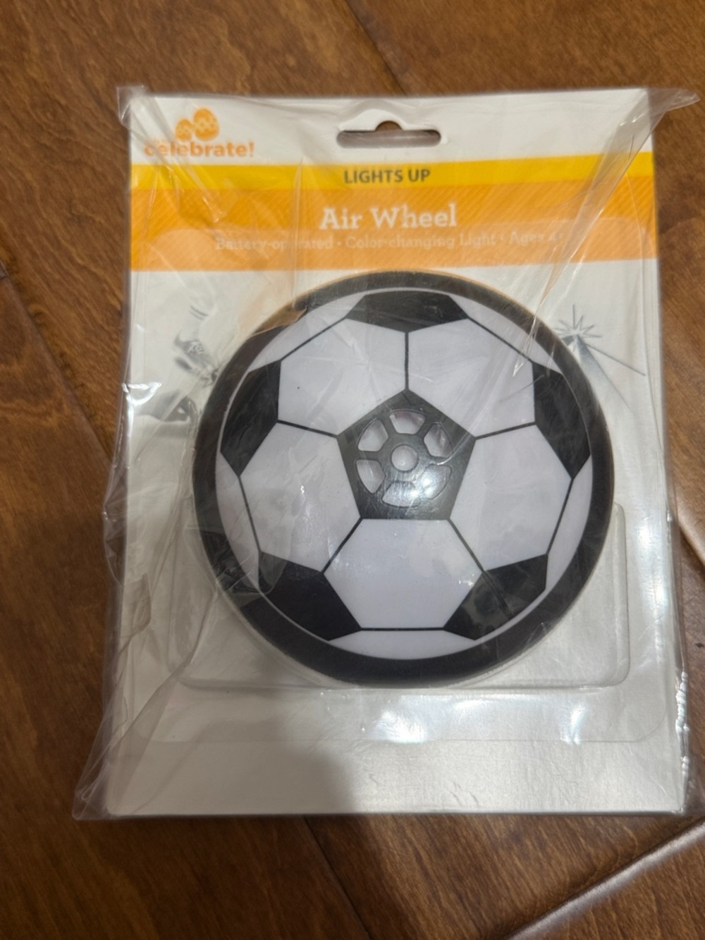 NWT Way to Celebrate! Lights Up Soccer Air Wheel - Black & White